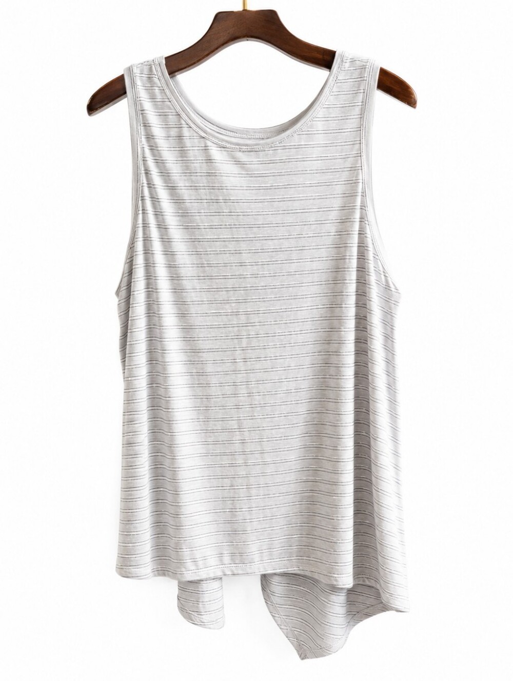 Lululemon Women's Striped Twist Back Sleeveless Tank Top White Gray Size 10